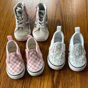 Vans Kids Checkerboard and Rainbow Slip-On Shoes
